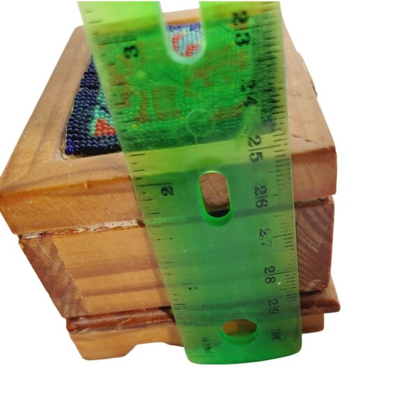 Vintage Huichol Handcrafted Mexican Beaded Box Top with Hinged Lid Navajo Style - Picture 12 of 12